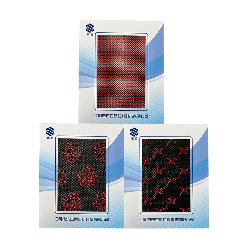 Tissu tissé en fibre de carbone mélangée en carbone rouge / noir Tissu tissé en fibre de carbone mélangée en carbone rouge / noir